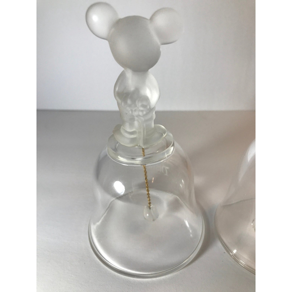 Disneyland Mickey and Minnie Bell Set Crystal Glass Bells - Picture 7 of 10